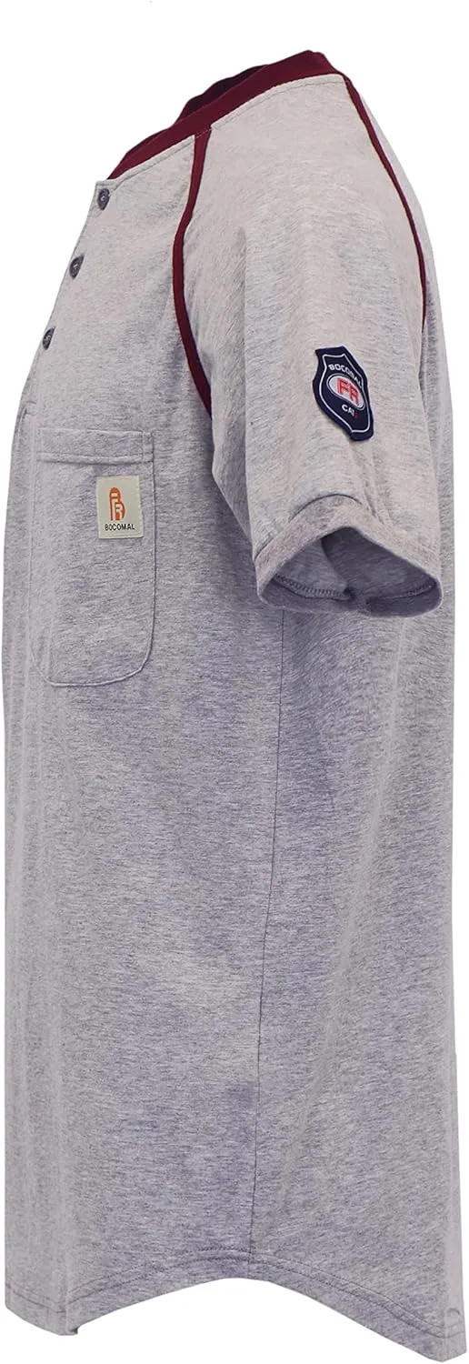 BOCOMAL FR Shirts 5.5oz Light Weight Henley and Short Sleeve Flame Resistant/Fire Retardant Clothing Shirt
