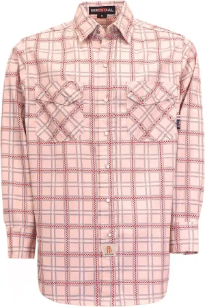BOCOMAL FR Shirts for Men Printed Plaid Flame Resistant NFPA2112/CAT2 6.5oz Lightweight Fire Retardant Shirt