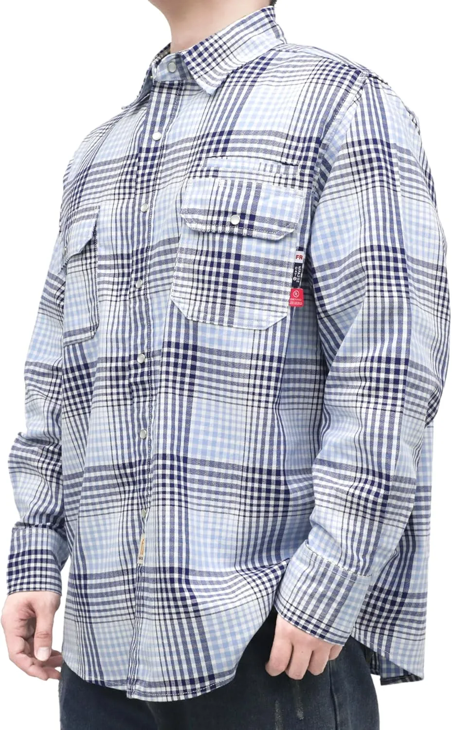 BOCOMAL FR Shirts for Men Snaps Down 7.5oz Water Repellent Fire Resistant Welding Jackets-NFPA2112 CAT2