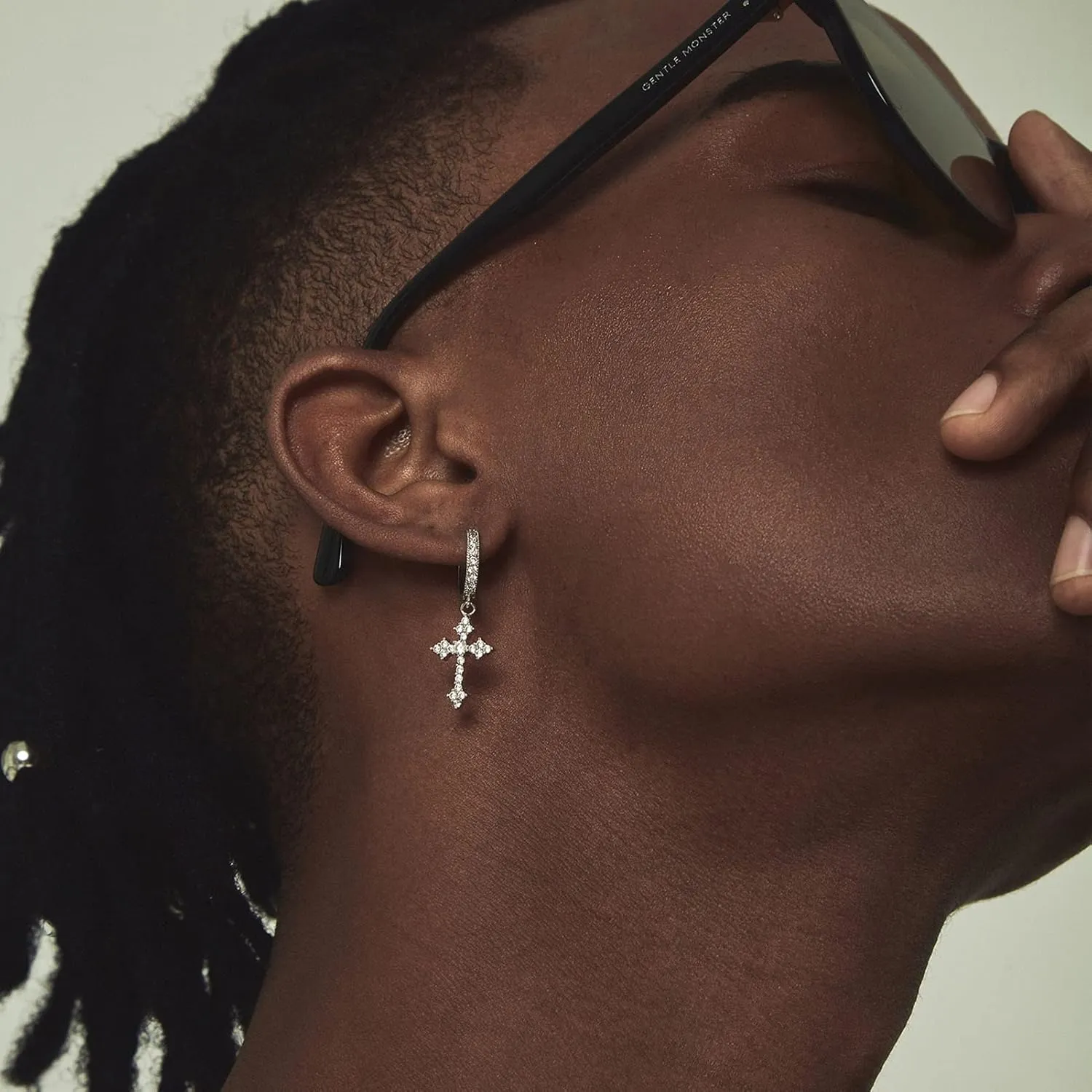 Cross Earrings for Men Women 14K Gold Plated Hypoallergenic Dangle Hoop Earrings Cubic Zirconia Earrings