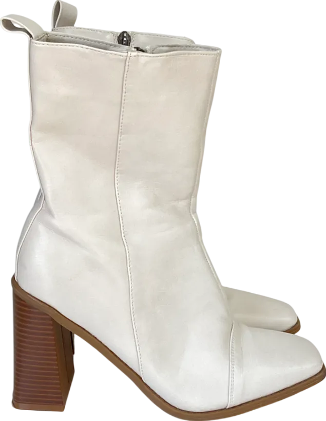 dorothy perkins White Block Heel Ankle Boots UK 6 EU 39 👠