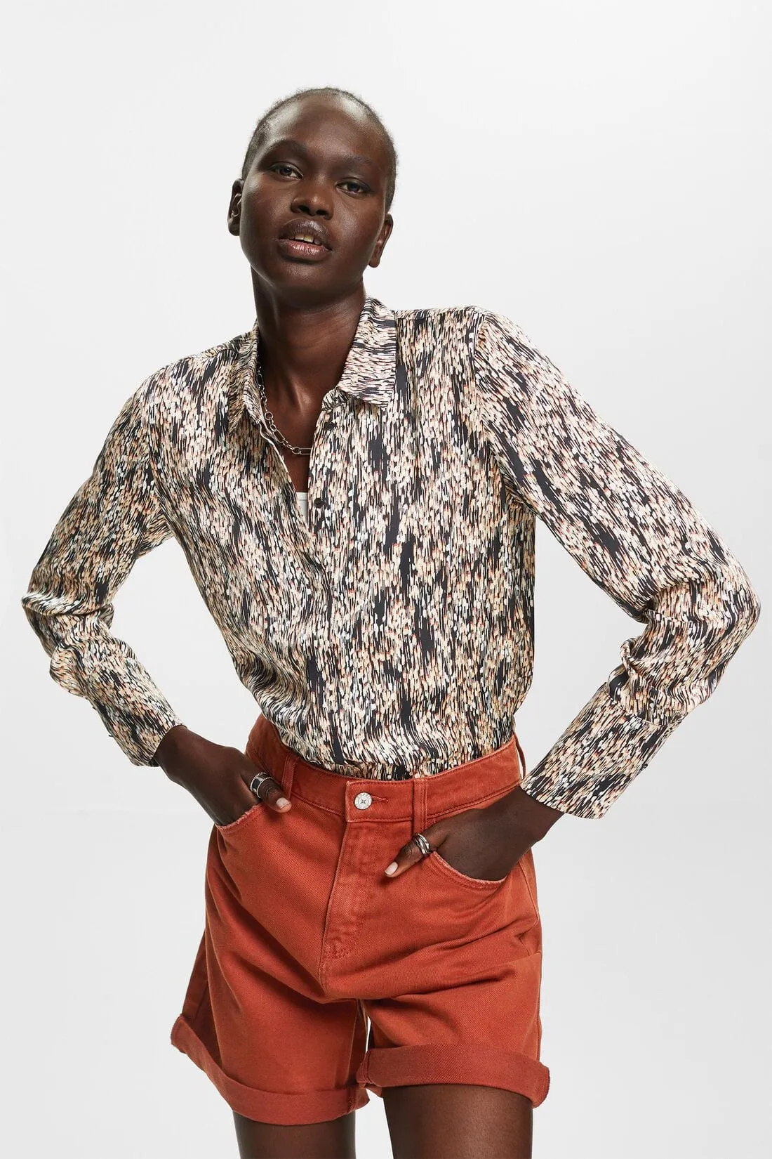 Esprit Satin Blouse With All-Over Pattern