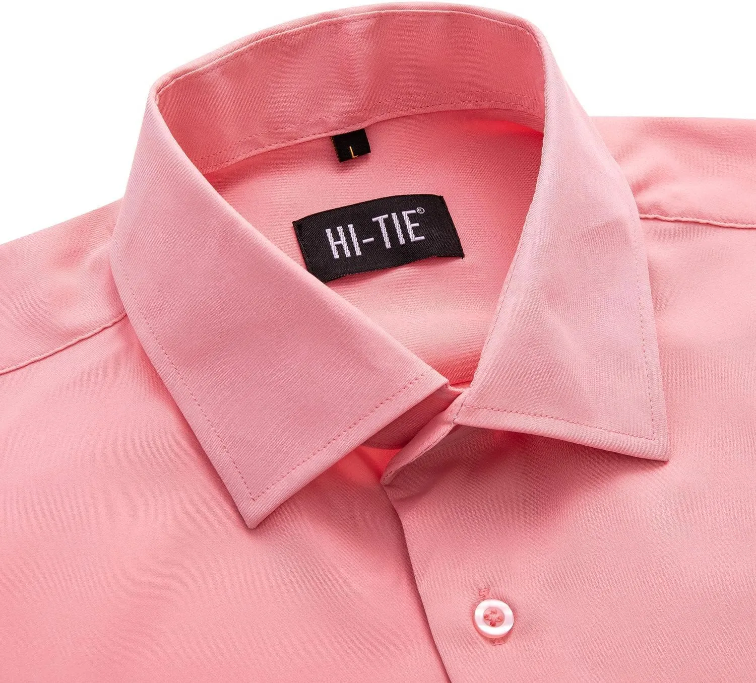 Hi-Tie Men's 4 Way Stretch Dress Shirts Long Sleeve Button Down Wrinkle Free Casual Formal Dress Shirt for Men