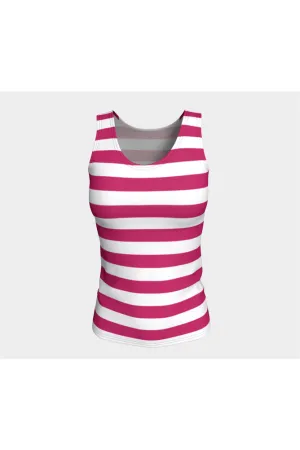 Hot Pink Stripe Fitted Tank Top