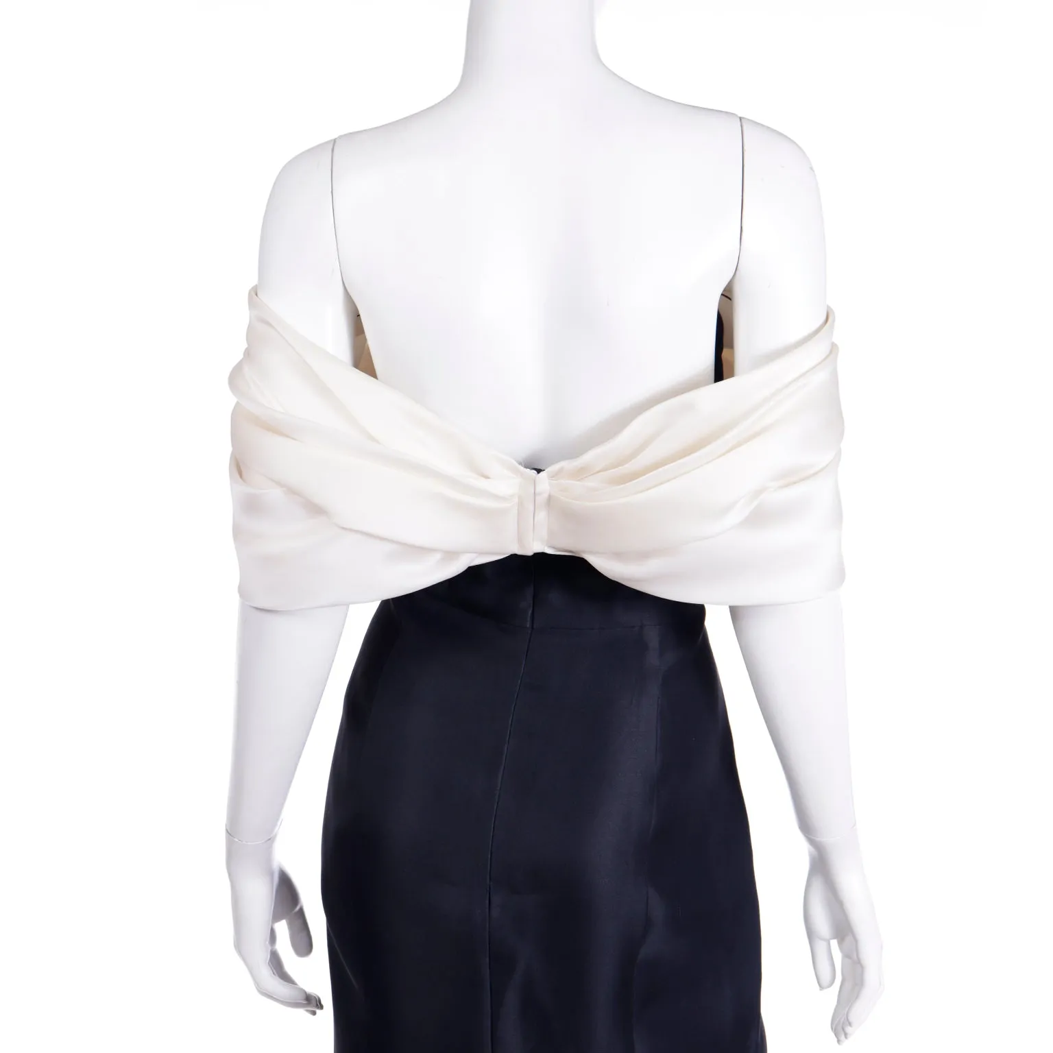 Isaac Mizrahi Black Silk Vintage Gown w/ Ivory bow