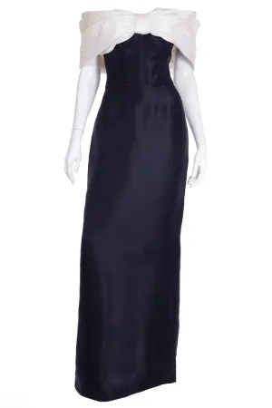 Isaac Mizrahi Black Silk Vintage Gown w/ Ivory bow