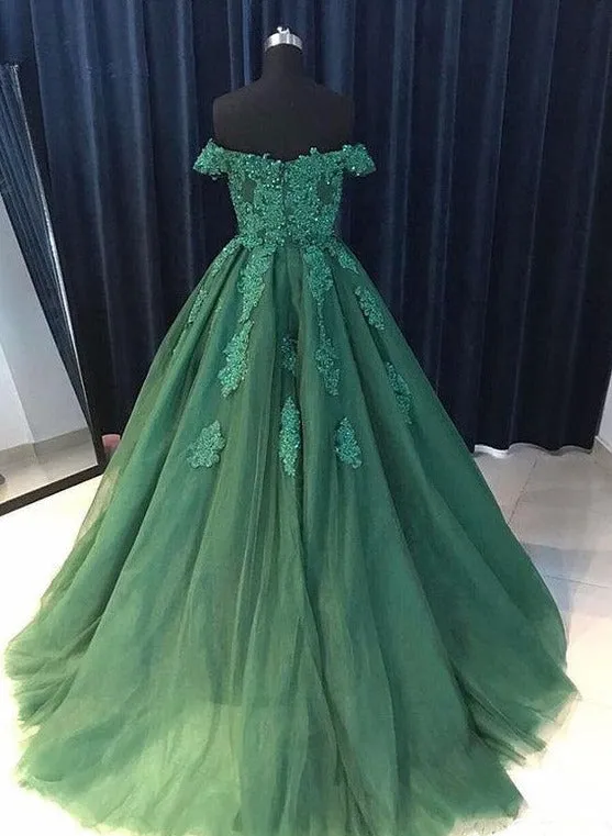 kamahe Off Shoulder Lace A Line Long Custom Evening Prom Dresses