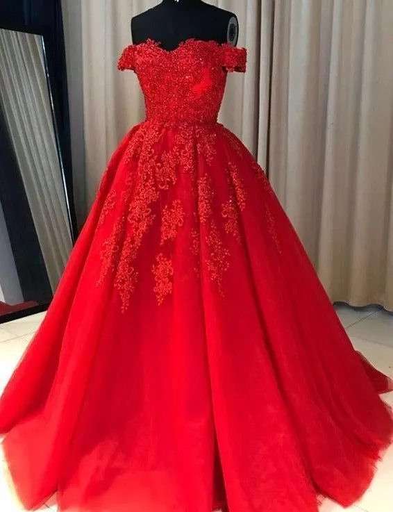 kamahe Off Shoulder Lace A Line Long Custom Evening Prom Dresses