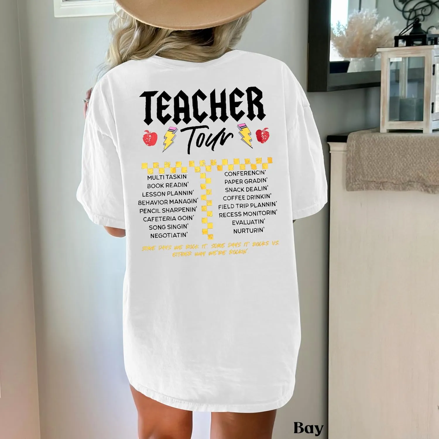 KIDDAD Teacher Shirts ABCD The Teacher Tour Tshirt Oversized Funny Graphic Tee Summer Casual Short Sleeve Tops