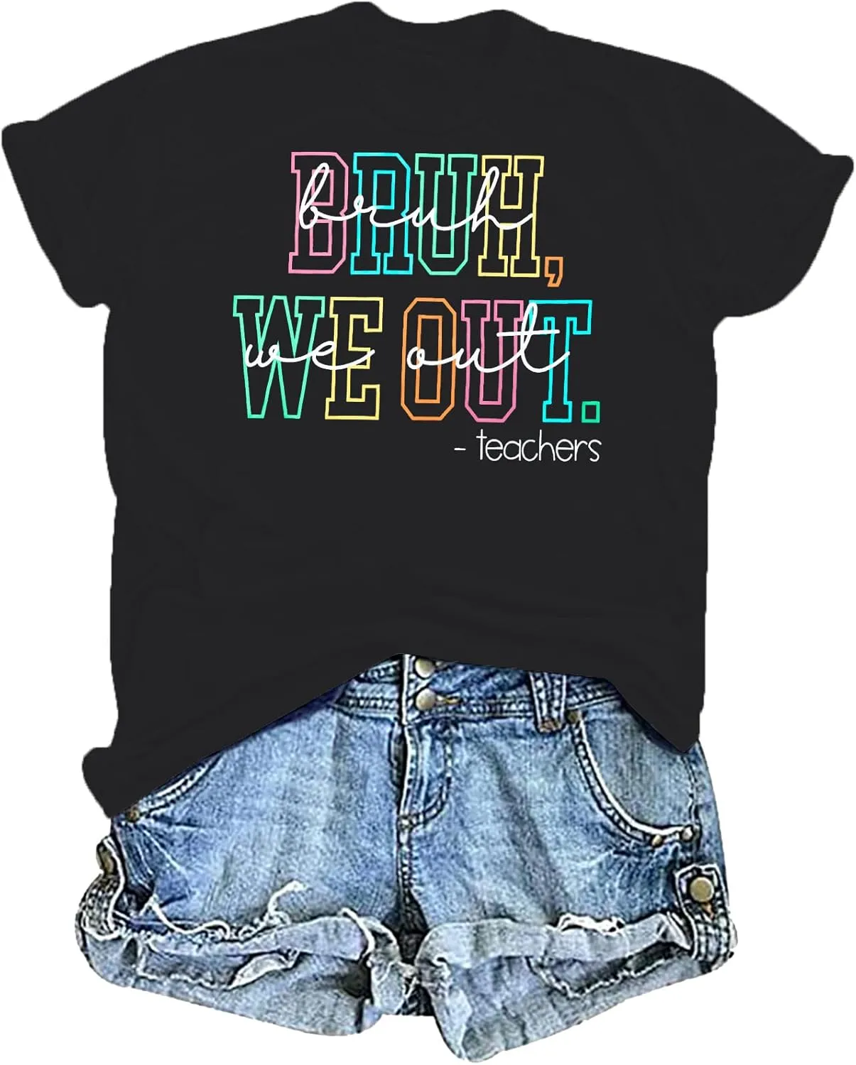 Last Day of School Shirt Women Bruh We Out Teachers Shirts Funny Teacher Tshirts Teacher Life Casual Tops