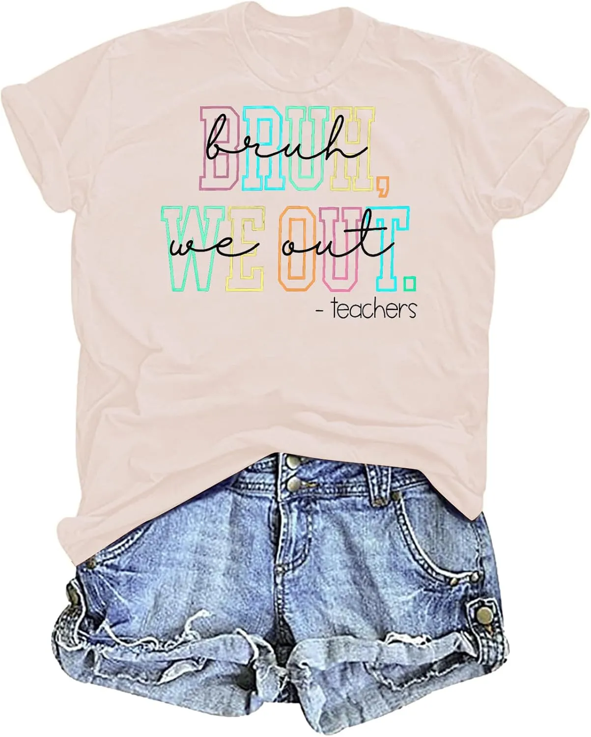 Last Day of School Shirt Women Bruh We Out Teachers Shirts Funny Teacher Tshirts Teacher Life Casual Tops