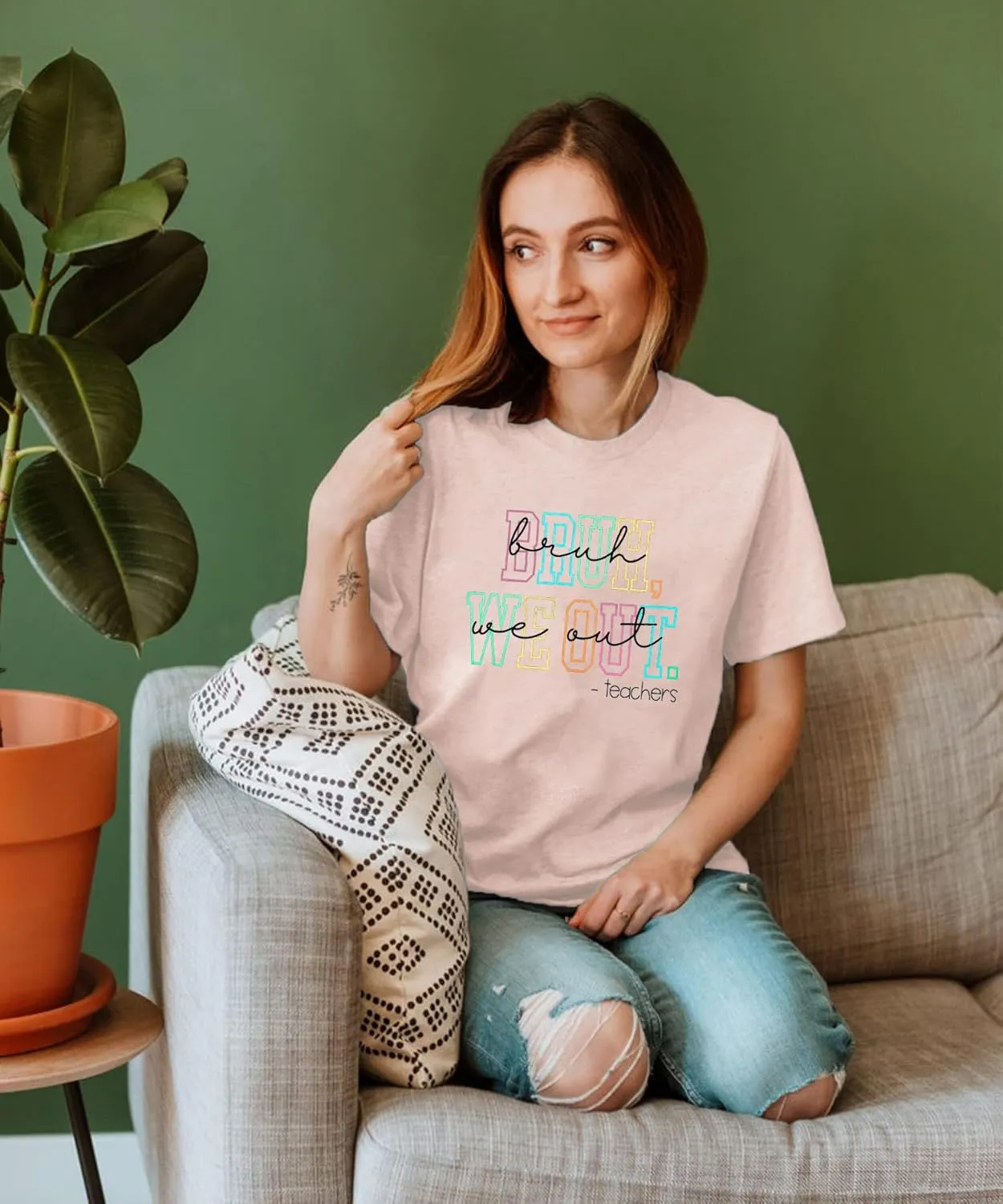 Last Day of School Shirt Women Bruh We Out Teachers Shirts Funny Teacher Tshirts Teacher Life Casual Tops
