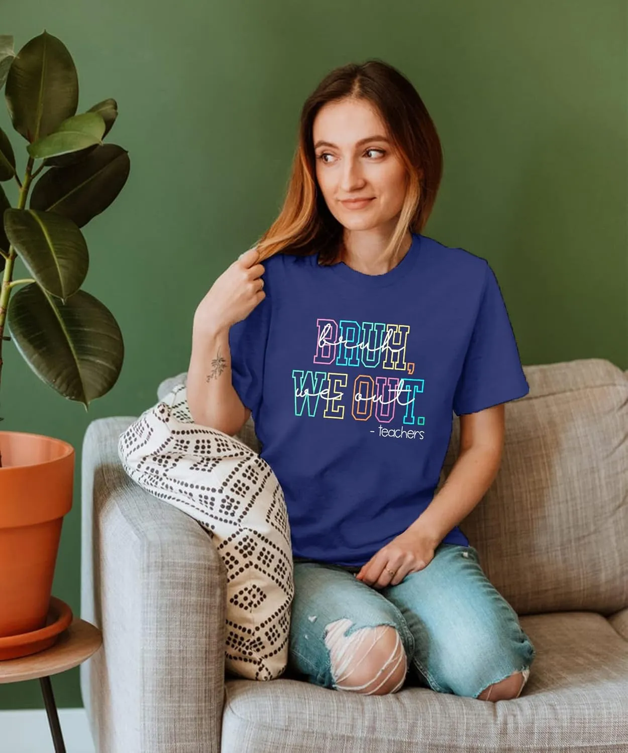 Last Day of School Shirt Women Bruh We Out Teachers Shirts Funny Teacher Tshirts Teacher Life Casual Tops