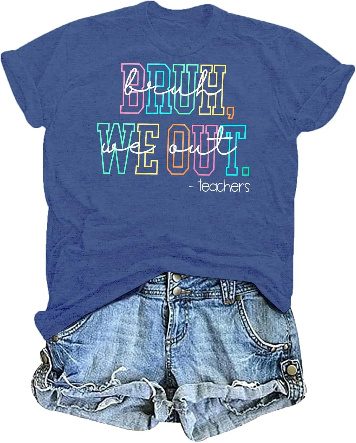 Last Day of School Shirt Women Bruh We Out Teachers Shirts Funny Teacher Tshirts Teacher Life Casual Tops