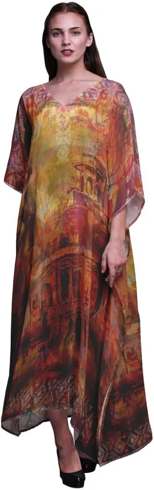 Mughal Monuments Beach Kaftan Bikini Cover up Women Maxi Dress Long Caftan