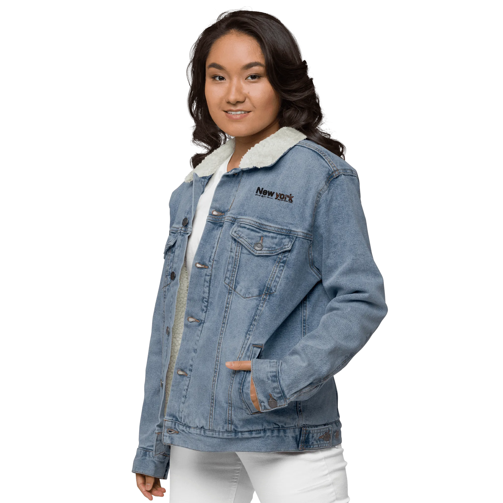 New York Streetwear Unisex Denim Sherpa Jacket
