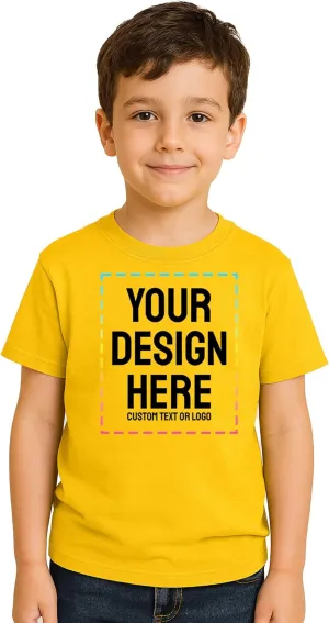 Personalized Kids T-Shirt Print with Text, Image or Logo - Custom DTF Printed Cotton Tees - Design Your Own Shirt for Kids
