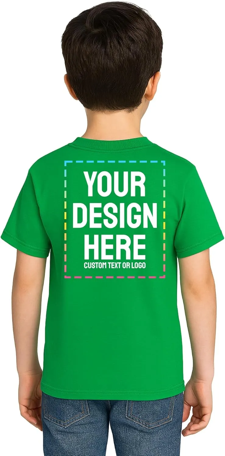 Personalized Kids T-Shirt Print with Text, Image or Logo - Custom DTF Printed Cotton Tees - Design Your Own Shirt for Kids