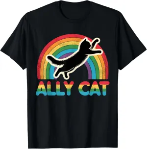 Rainbow Flag Cats Anime Gay Pride Month LGBTQ Ally T-Shirt