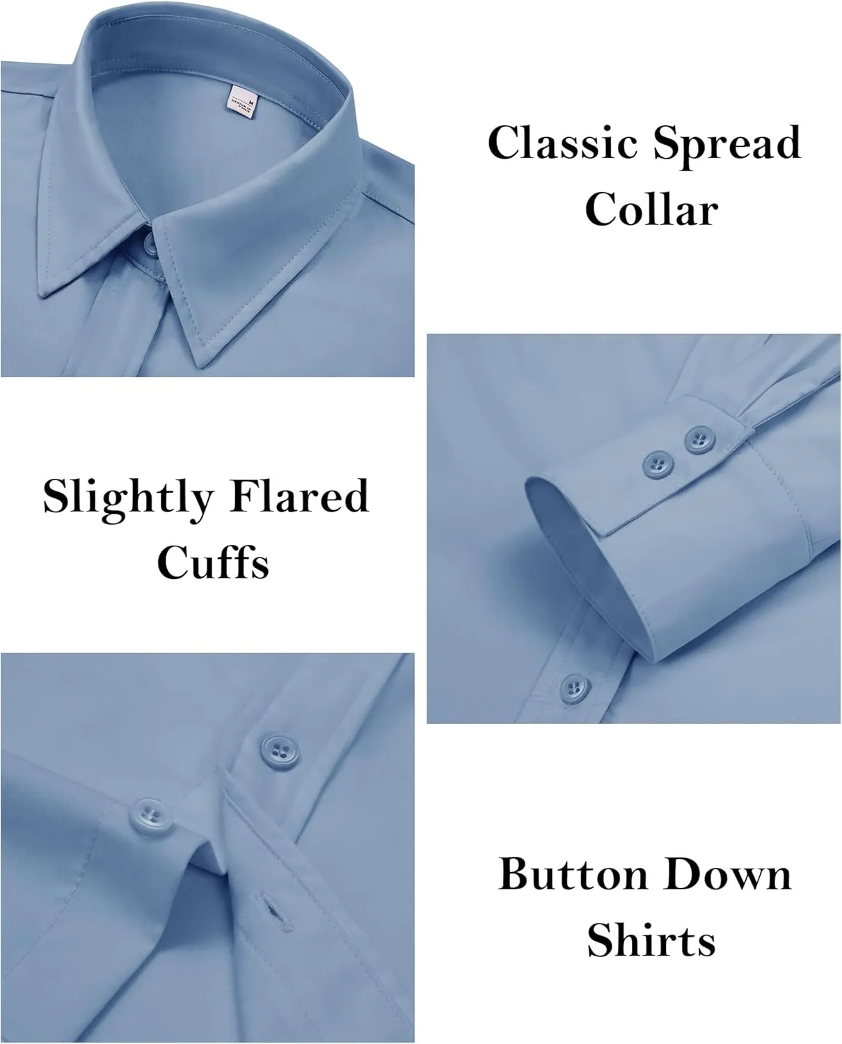 siliteelon Button Down Dress Shirts for Women Long Sleeve Wrinkle Free Shirts Solid Work Business Formal Button Up Shirt