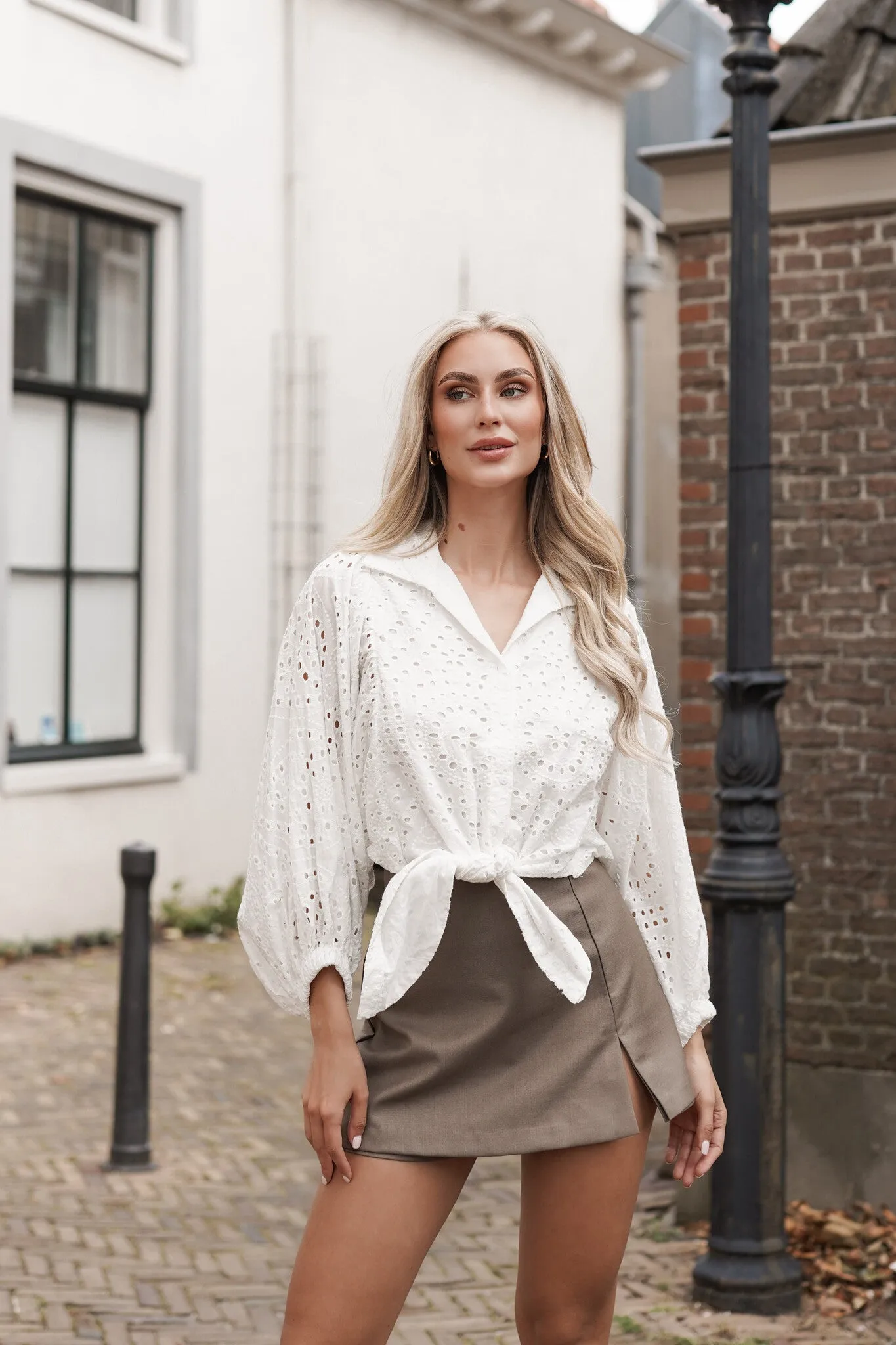 Skort dames met splitje taupe