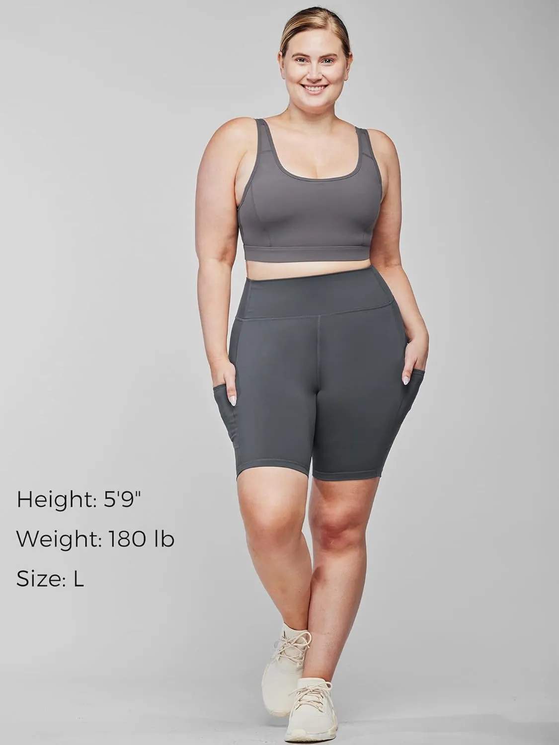 Stelle Women's 8"/ 5" High Waist Biker Shorts Yoga Shorts with Pockets Tummy Control Workout Shorts for Running Gym