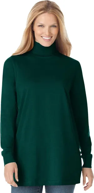 Woman Within Plus Size Perfect Long-Sleeve Turtleneck Tee (Petite Available)