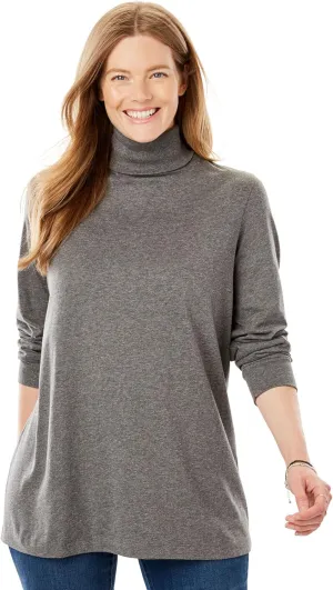 Woman Within Plus Size Perfect Long-Sleeve Turtleneck Tee (Petite Available)