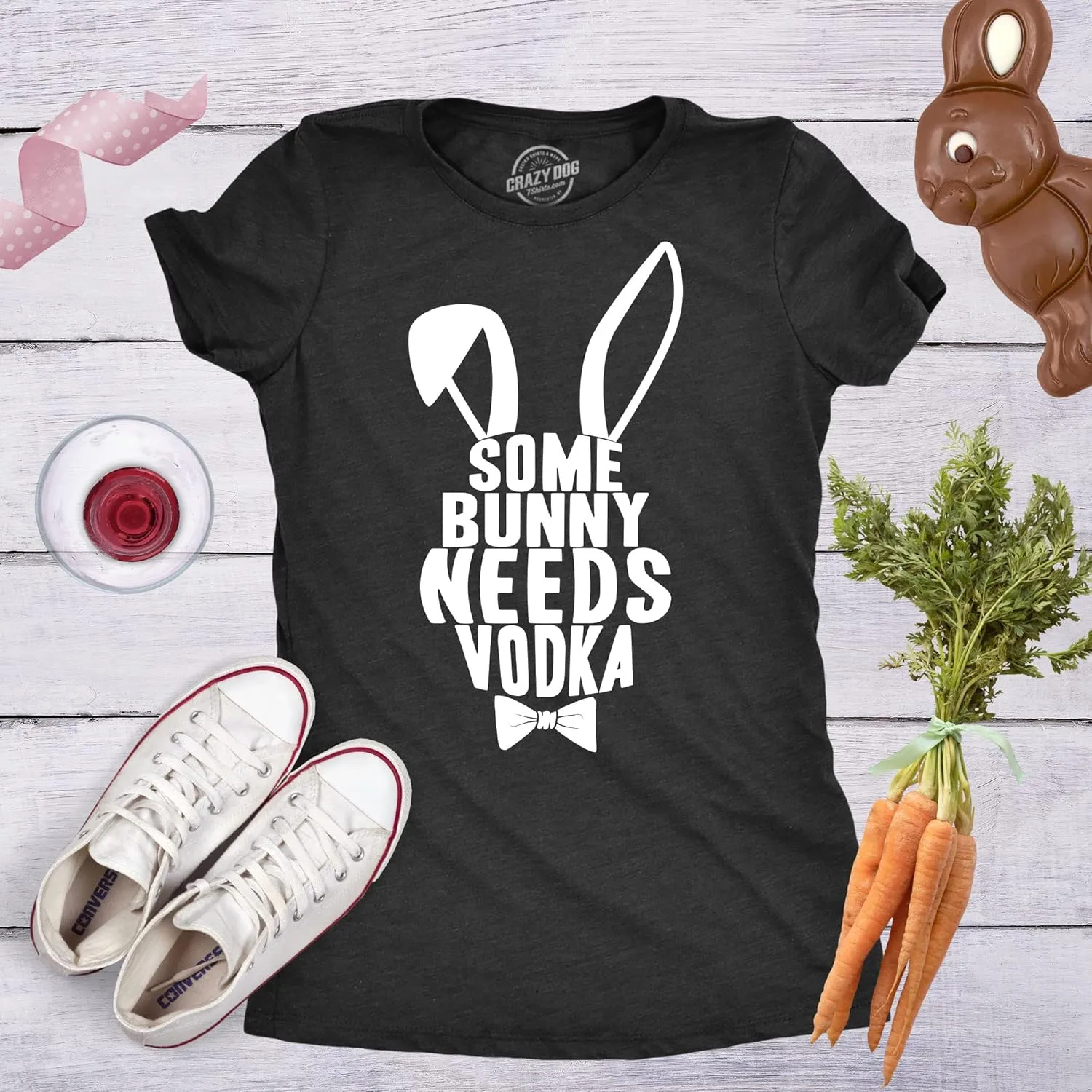 Womens Some Bunny Needs Vodka T Shirt Gift Funny Easter Drinking Tee for Guys