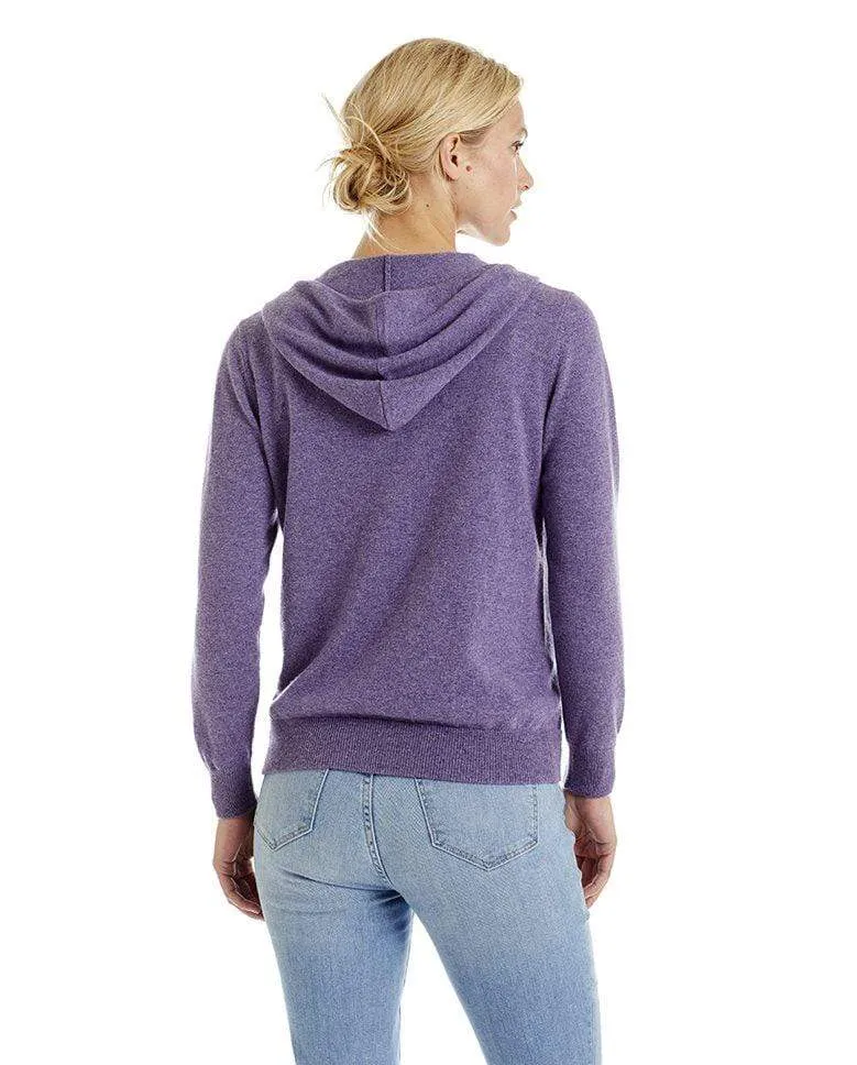 Women's Zip Up Cashmere Hoodie Drawstring Closure and Pockets